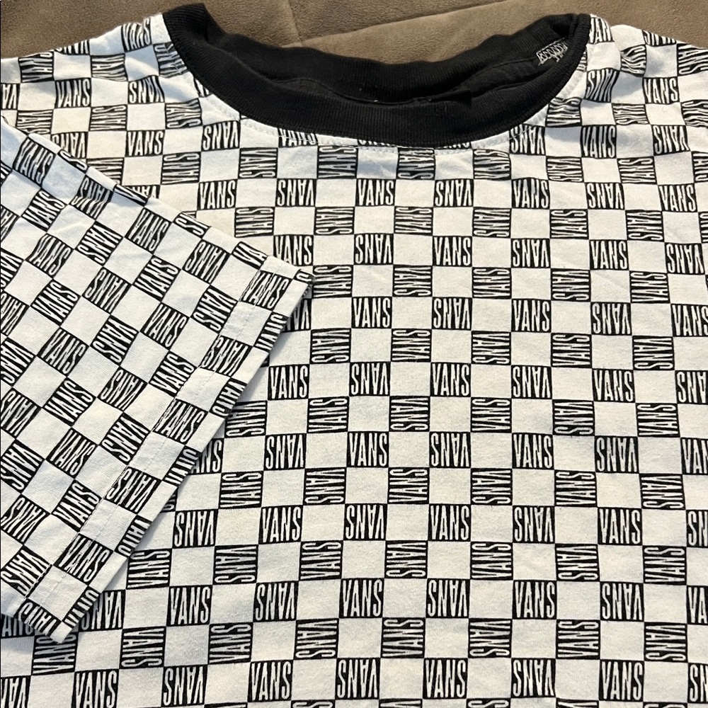 EUC BOYS Vans Monochrome Logo Checkered Tee